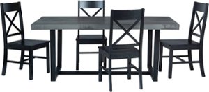Walker Edison - Rectangular Farmhouse Wood Dining Table (Set of 5) - Gray/Black - Front_Zoom
