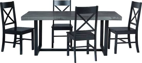 Walker Edison Rectangular Farmhouse Wood Dining Table Set of 5 Gray Black BB72DSTRGBL 5 Best Buy