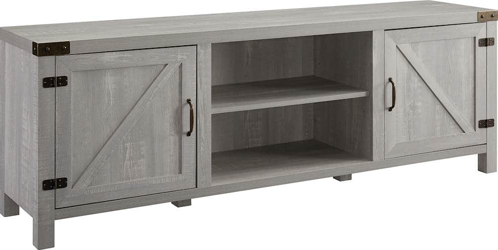 Walker Edison – 70″ Modern Farmhouse Barn Door TV Stand for most TVs up to 80″ – Stone Grey Sansujyuku sansujyuku.com