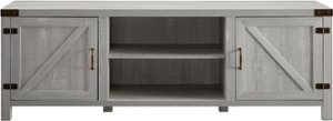 Walker Edison - Farmhouse Barn Door TV Stand for most TVs up to 80" - Stone Grey - Front_Zoom