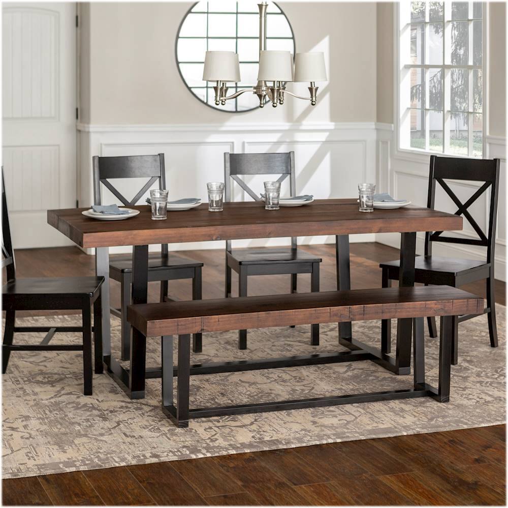 Best Buy: Walker Edison Rectangular Farmhouse Wood Dining Table (Set of ...