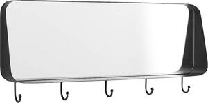 Walker Edison - Wall Mirror with Hooks - Black - Angle_Zoom