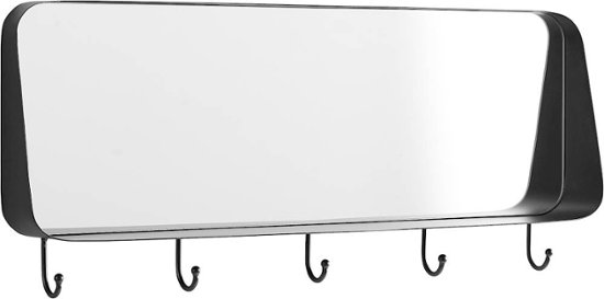 Angle Zoom. Walker Edison - Wall Mirror with Hooks - Black.
