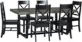 Angle Zoom. Walker Edison - Rectangular Farmhouse Wood Dining Table (Set of 7) - Gray/Black.