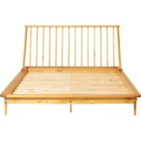 Walker Edison - Boho Solid Wood Queen Spindle Bed Frame - Light Oak - Front_Zoom