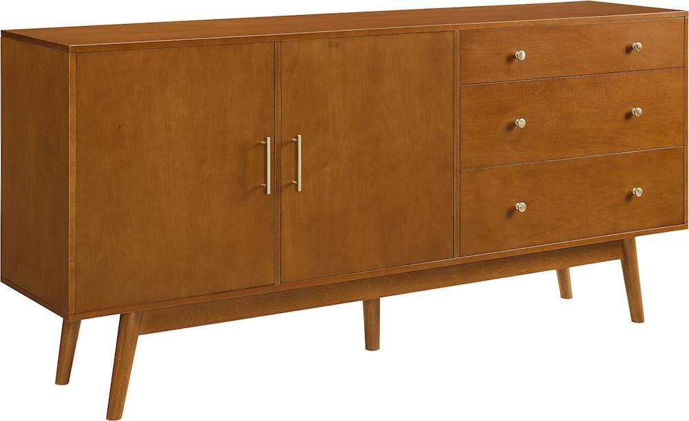 Walker Edison Mid Century Modern 2 Shelf 3 Drawer Sideboard Acorn