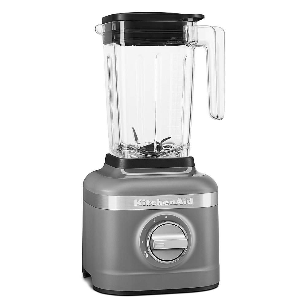 Left View: KitchenAid - K150 3 Speed Ice Crushing Blender with 2 Personal Blender Jars - Matte Charcoal Gray