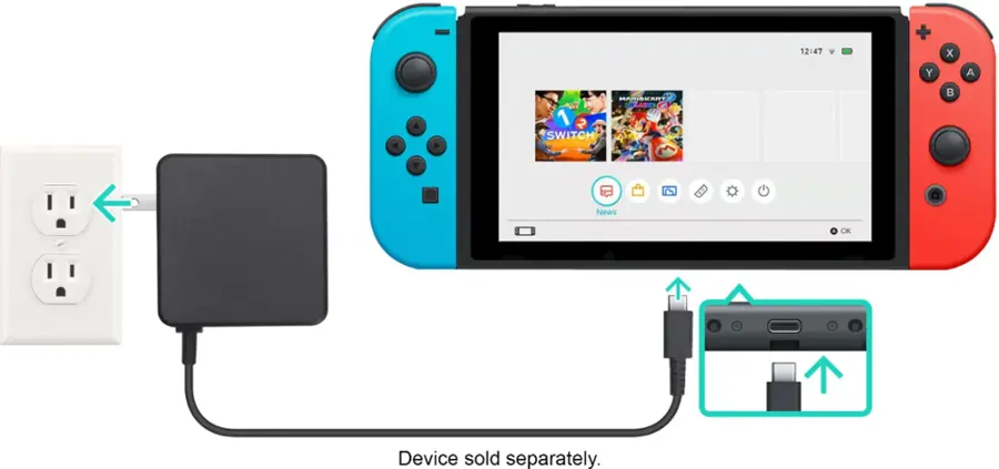 Alt View 18. Rocketfish™ - 39W USB-C AC Adapter For Nintendo Switch, Switch OLED & Switch Lite - Black.