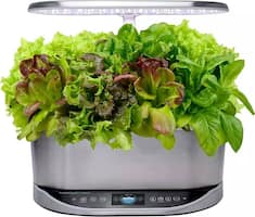AeroGarden - Bounty Elite - Easy Setup - Healthy Eating Garden kit - 9 Gourmet Herb pods included - App Capability - Stainless steel - Front_Zoom