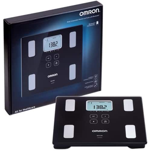 Angle. Omron - Bathroom Scales - Black.
