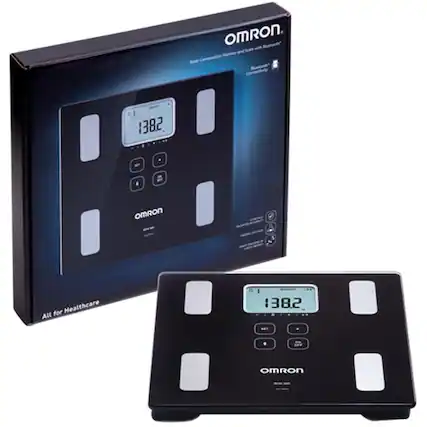 Angle. Omron - Bathroom Scales - Black.