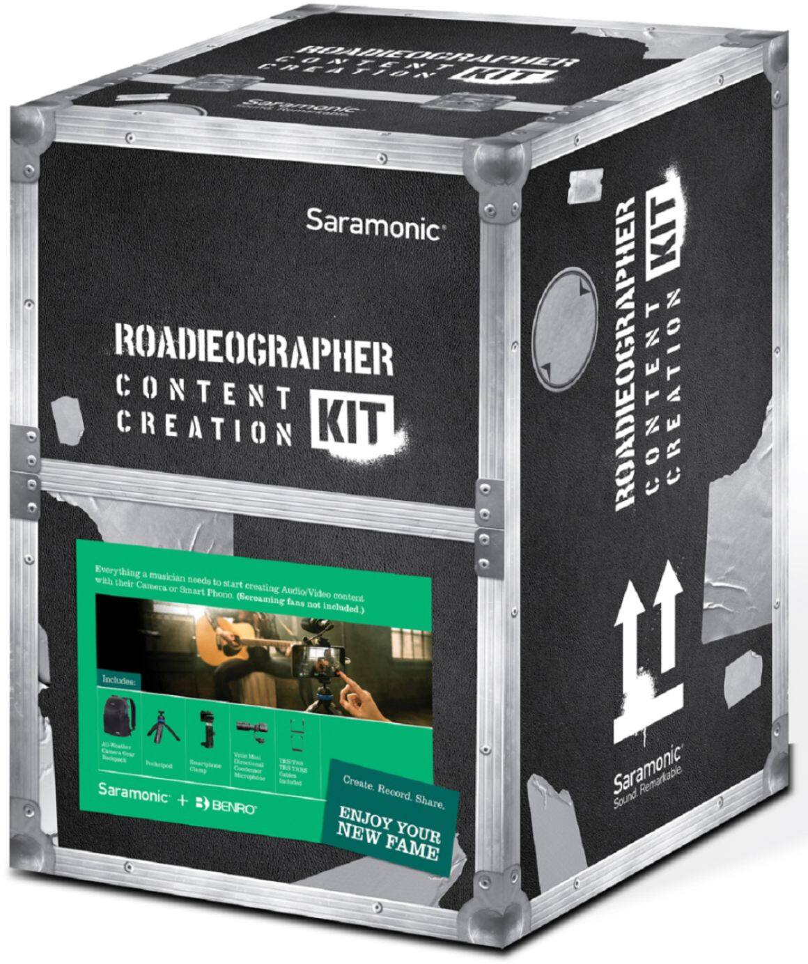 Alt View 12. Saramonic - Roadieographer AV Content Creation Kit w/Backpack, Pocket Pod, Phone Clamp Condenser Microphone and Cables - Standard.