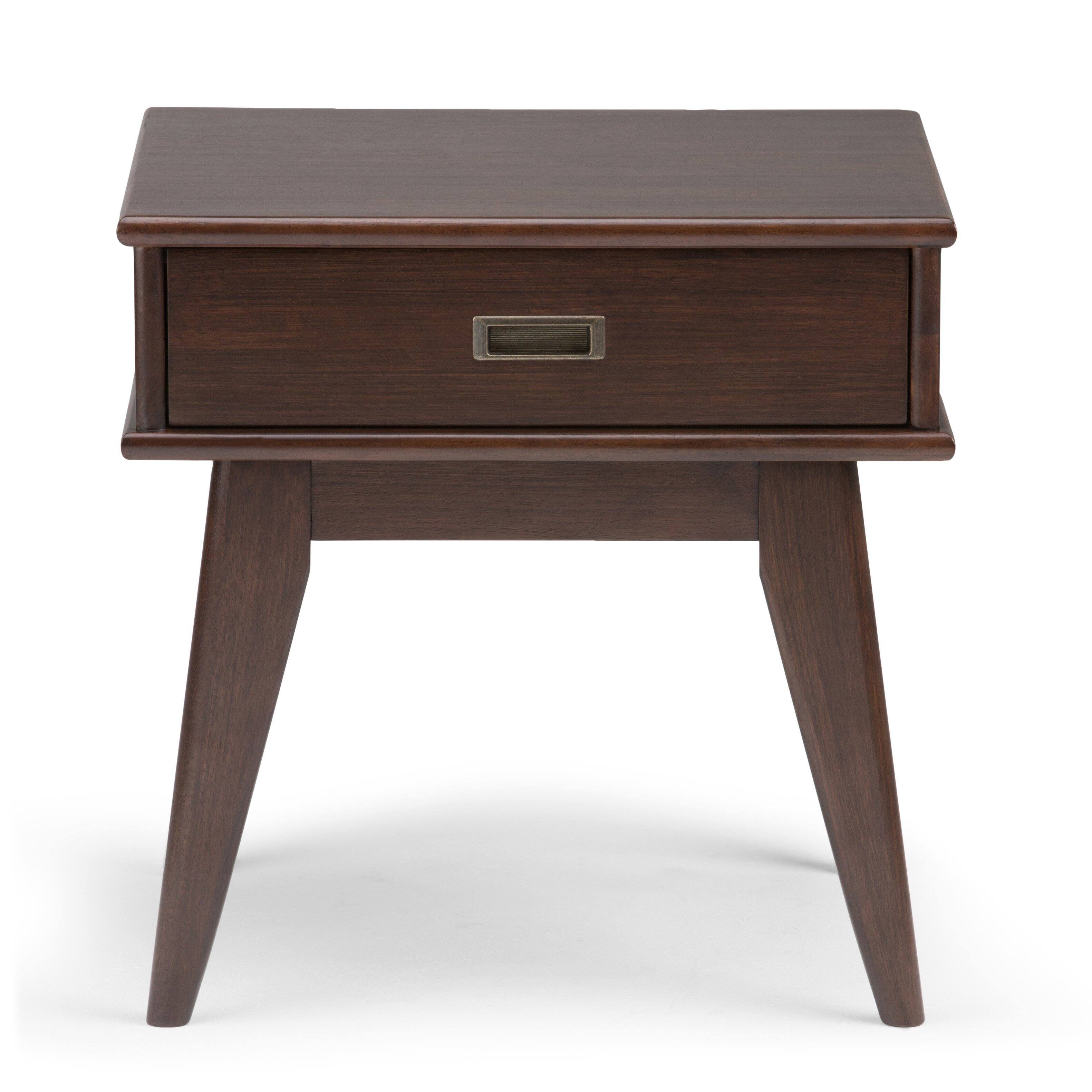 Left Zoom. Simpli Home - Draper Mid Century End Table - Medium Auburn Brown.