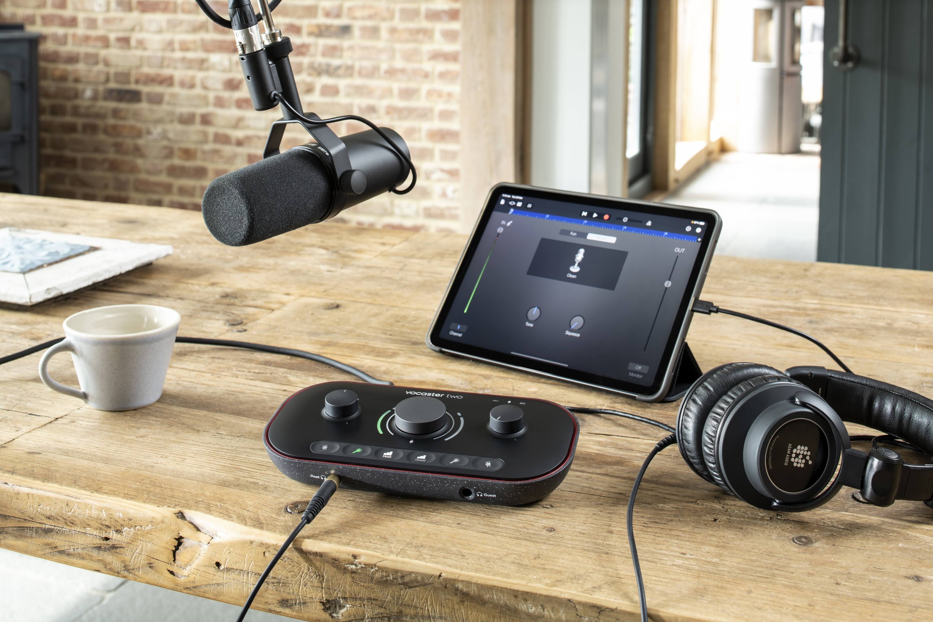 Alt View 13. Focusrite - Vocaster Two USB audio interface for podcast duos - record broadcast quality with ease! - Black.