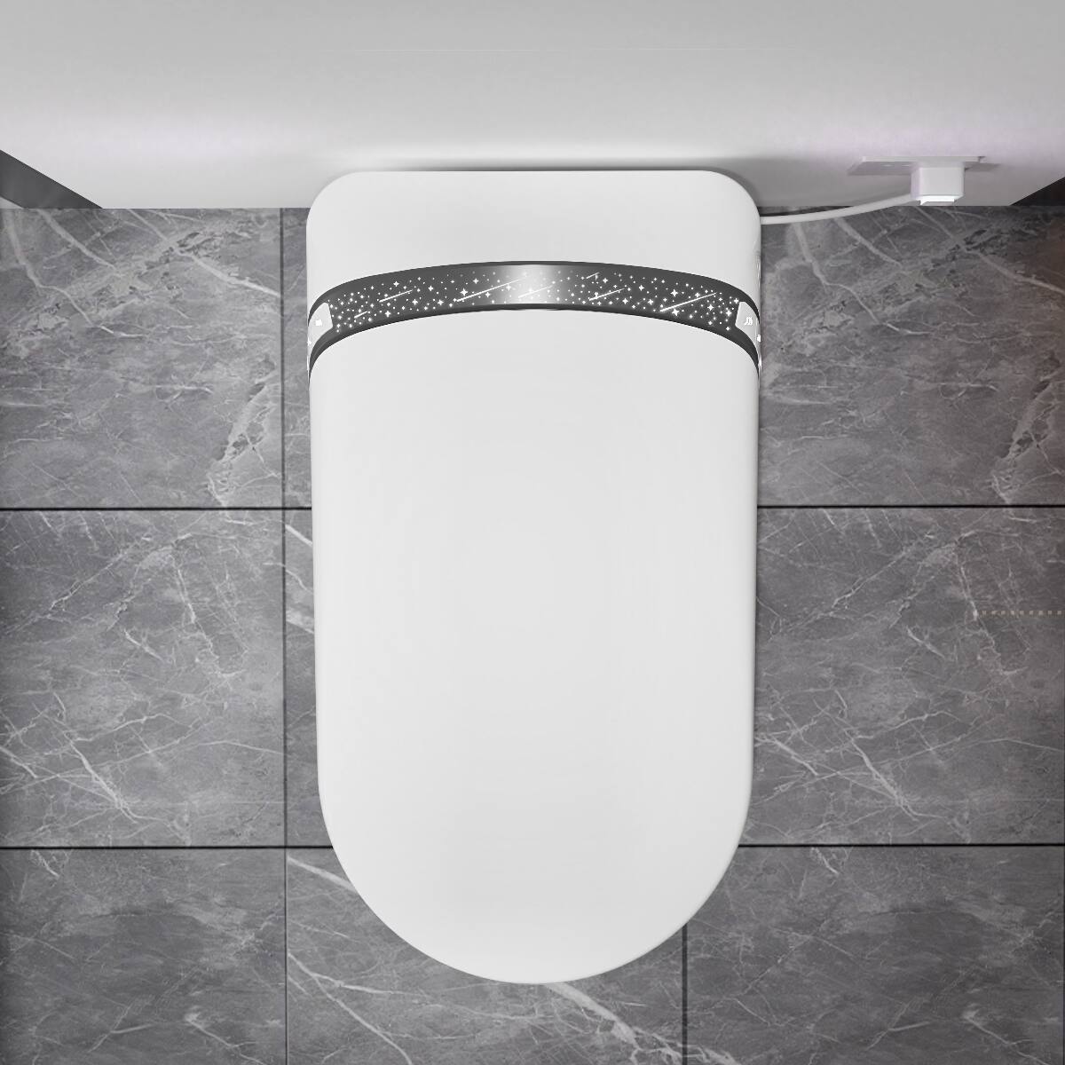 Back. Loheer - Loheer Elongated Smart Toilet With Built In Bidet, Tankless Design, White Porcelain - White.