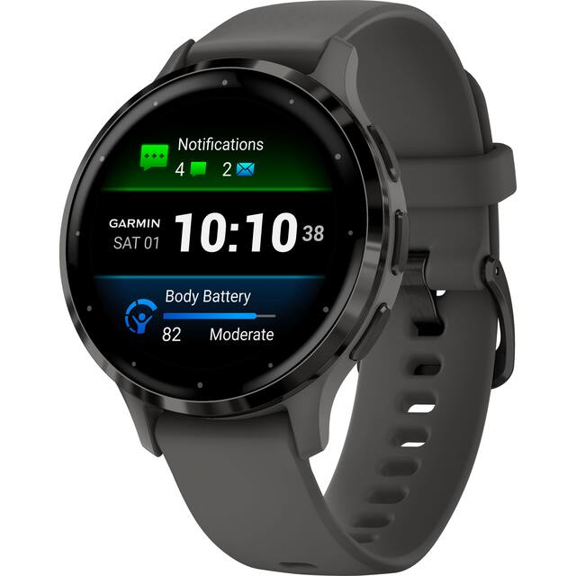 Garmin - Venu 3S GPS Smartwatch 41 mm Fiber-reinforced polymer - Stainless Steel and Pebble Gray - (2023)