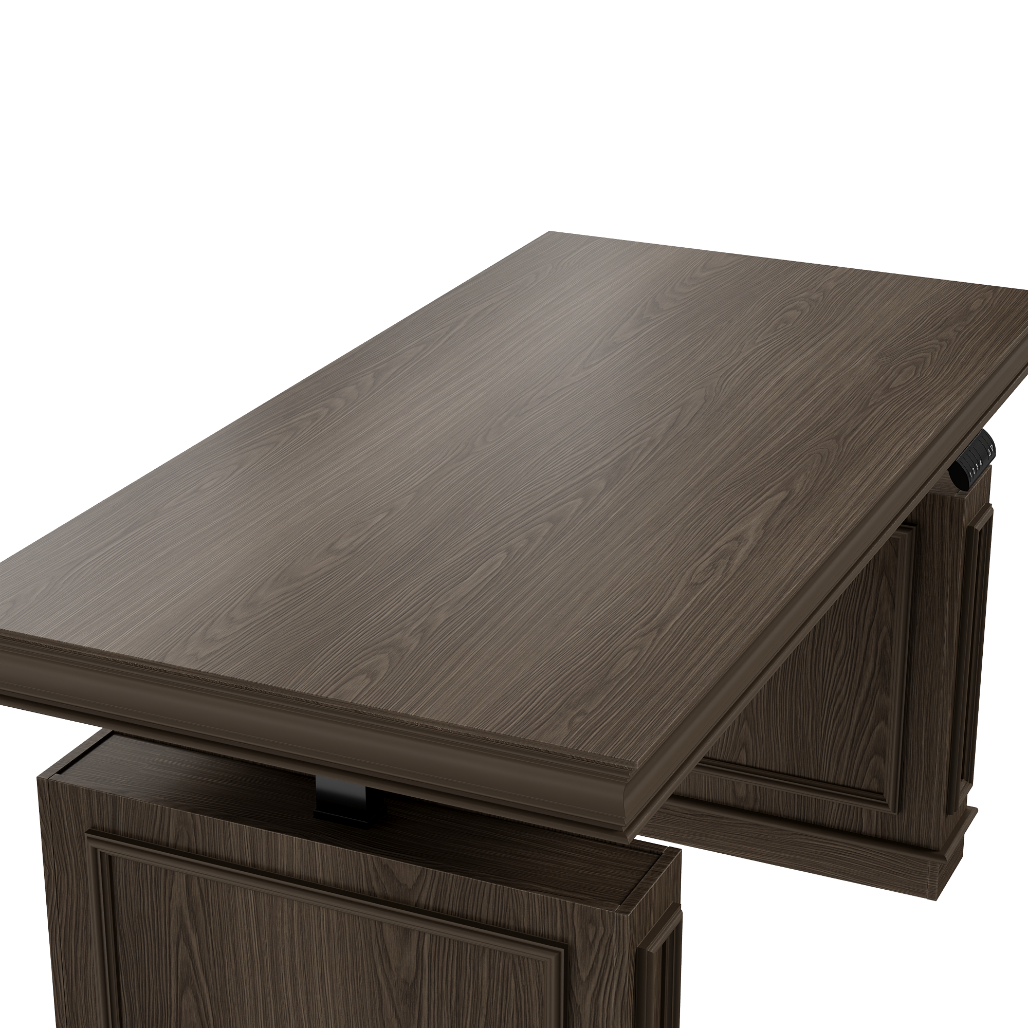 Alt View 6. Famapy - Electric Standing Desk with Side Cabinets, Heavy-Duty Height Adjustable Home Office Workstation with 4 Memory Presets - Dark Walnut.