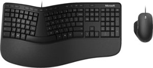 Microsoft - RJU-00001 Ergonomic Full-size Wired Mechanical Keyboard and Mouse Bundle - Black - Front_Zoom
