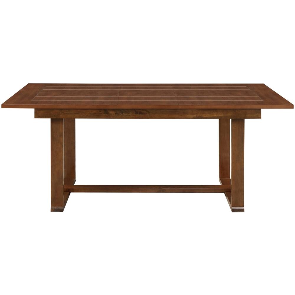 Front. Click Decor - Wesley Rectangular Classic Rubberwood Table - Warm Dark Brown.