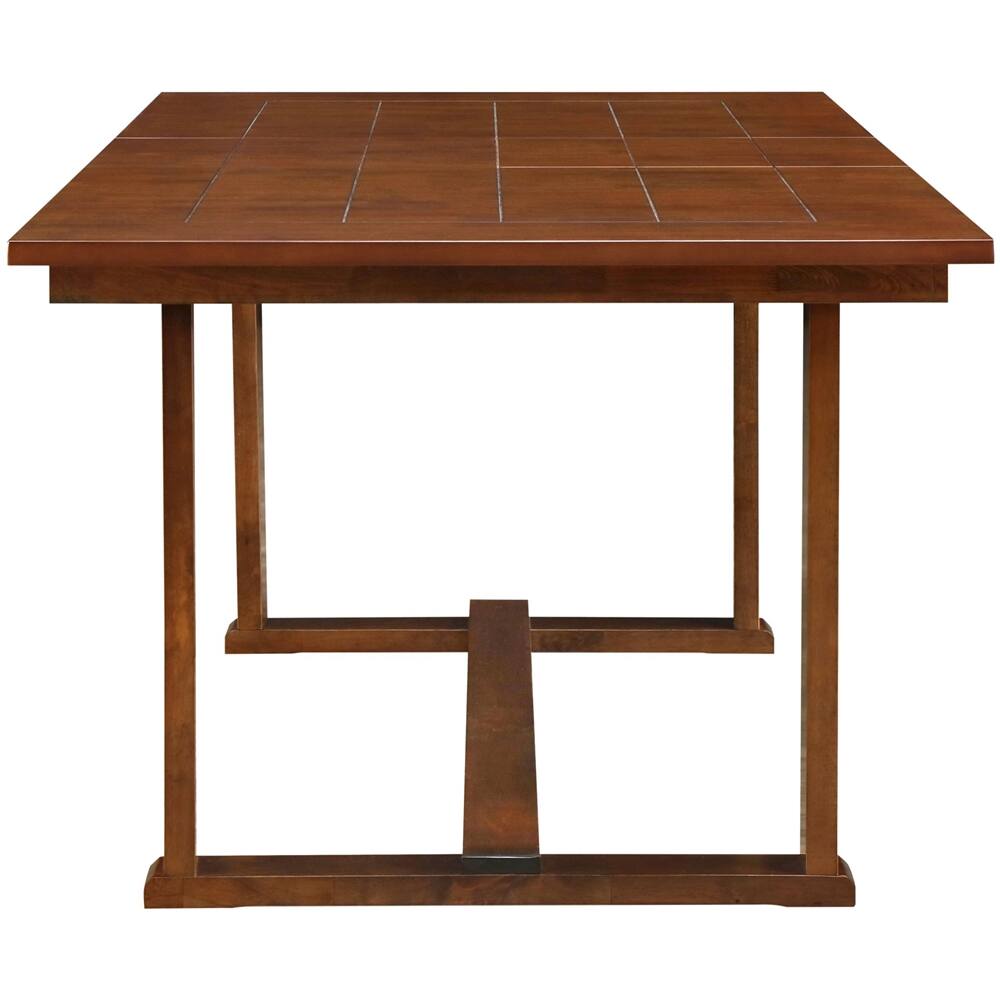 Alt View 11. Click Decor - Wesley Rectangular Classic Rubberwood Table - Warm Dark Brown.