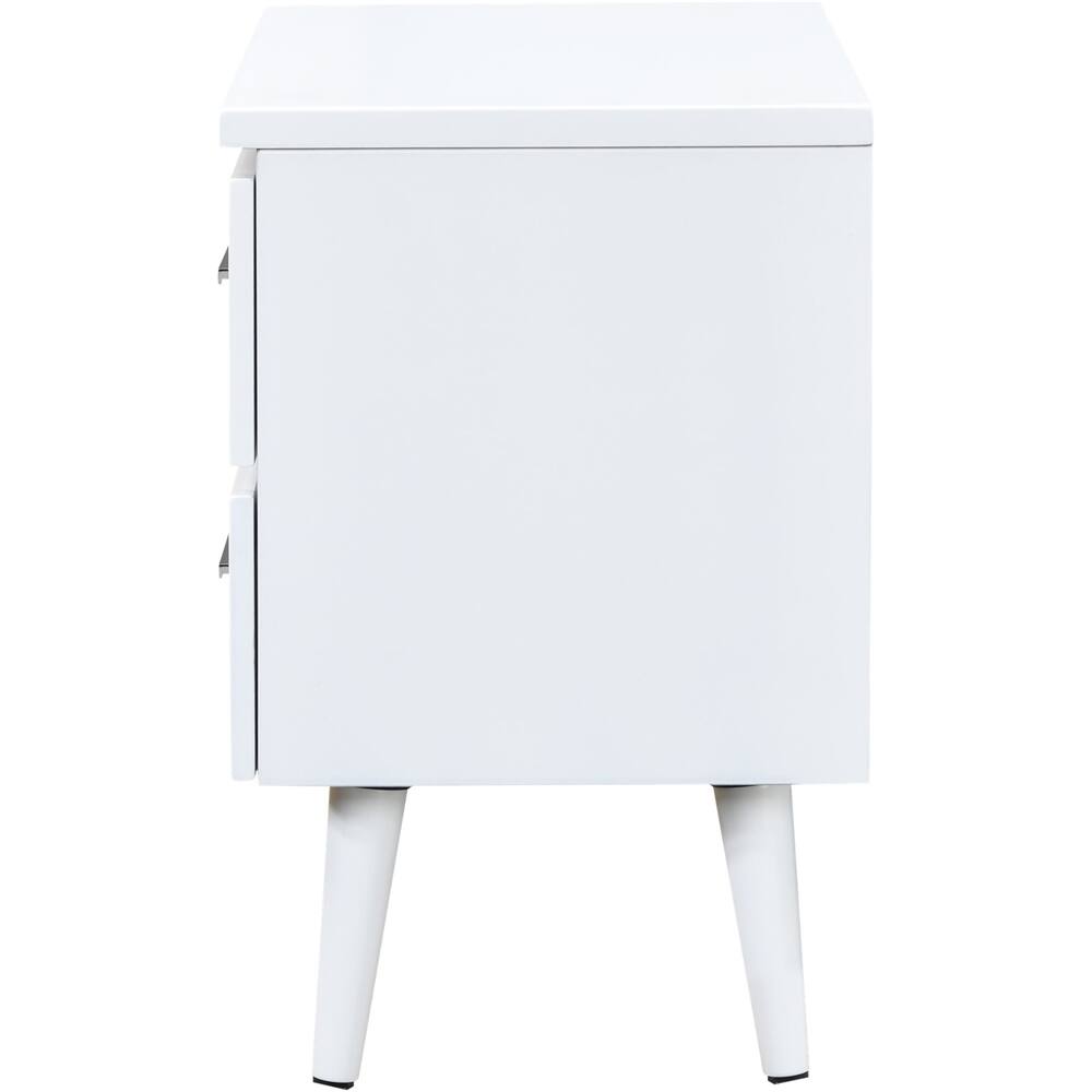 Angle. Adore Decor - Lennox Rectangular Modern Contemporary Wood 2-Drawer Night Stand - White.