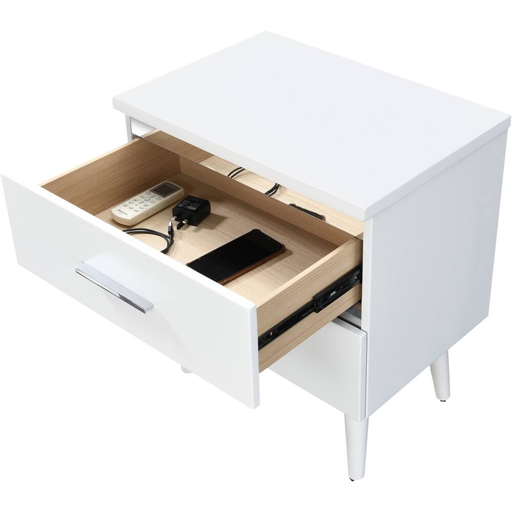 Alt View 12. Adore Decor - Lennox Rectangular Modern Contemporary Wood 2-Drawer Night Stand - White.