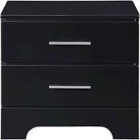 Click Decor - Hudson Transitional Wood 2-Drawer Night Stand - Black - Front_Zoom