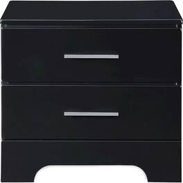 Click Decor - Hudson Transitional Wood 2-Drawer Night Stand - Black