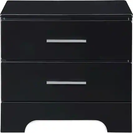 Front. Click Decor - Hudson Transitional Wood 2-Drawer Night Stand - Black.