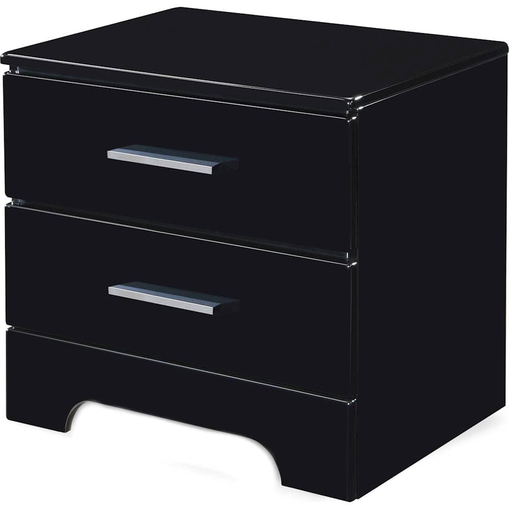 Left View: Click Decor - Hudson Transitional Wood 2-Drawer Night Stand - Black