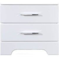 Click Decor - Hudson Transitional Wood 2-Drawer Night Stand - White - Front_Zoom