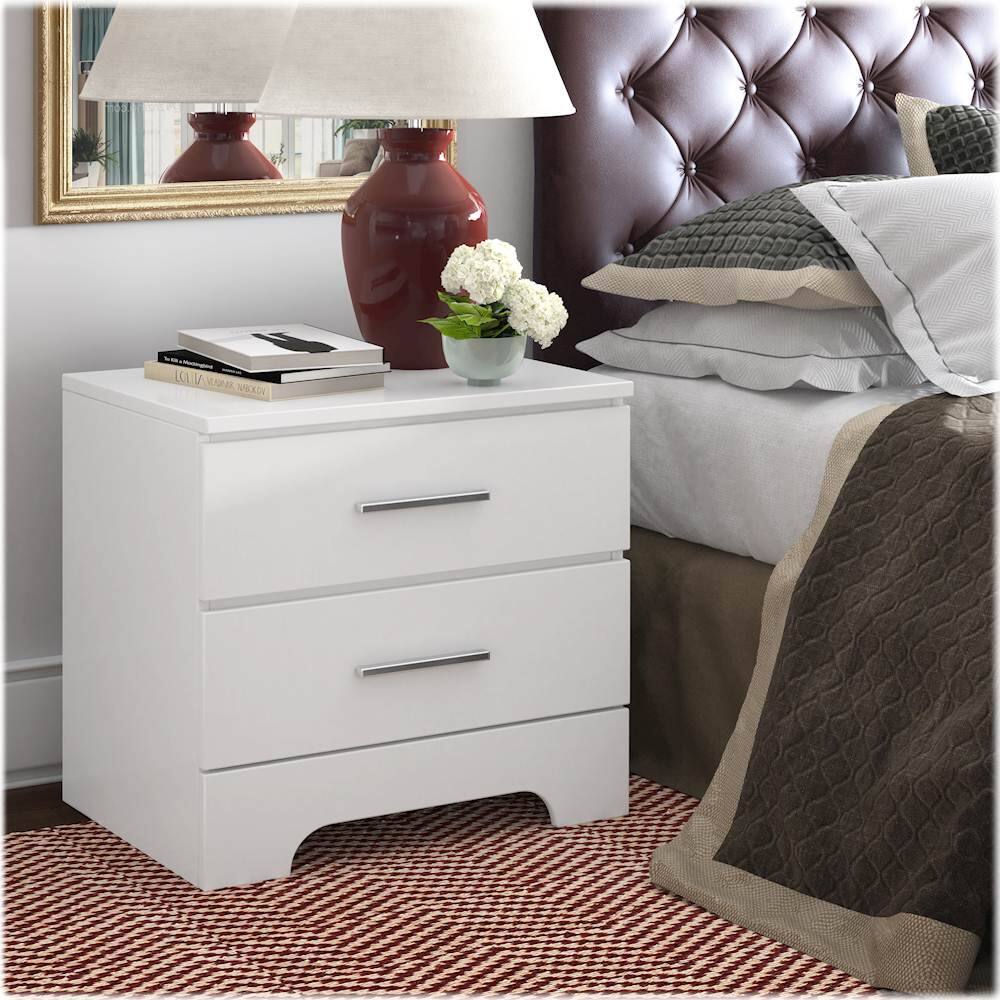 Alt View 19. Click Decor - Hudson Transitional Wood 2-Drawer Night Stand - White.