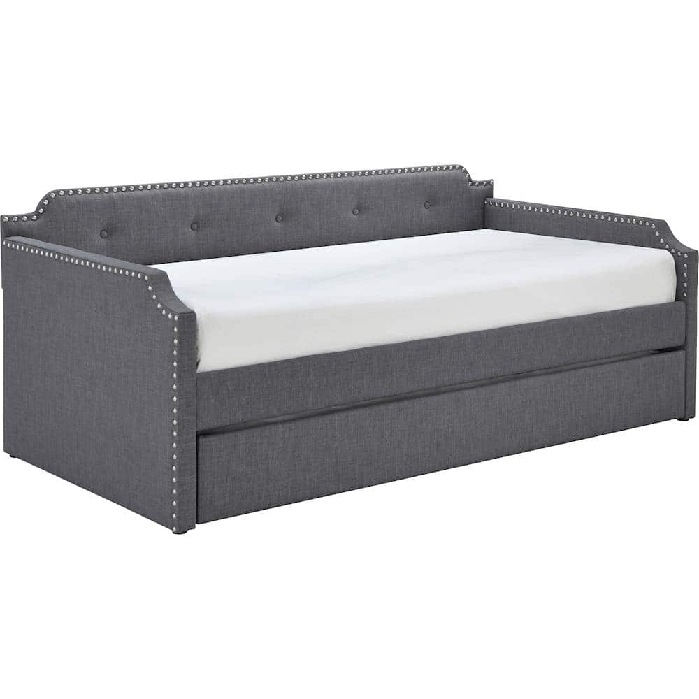 Alt View 12. Click Decor - Bella 3-Seat Fabric Daybed Sofa with Under-Bed Trundle - Dark Gray.