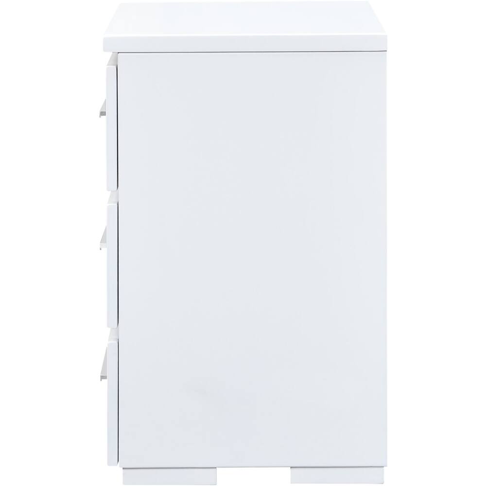Angle. Finch - Belmont Rectangular Modern Contemporary Wood 3-Drawer Night Stand - White.