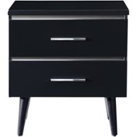 Adore Decor - Lennox Rectangular Modern Contemporary Wood 2-Drawer Night Stand - Black - Front_Zoom
