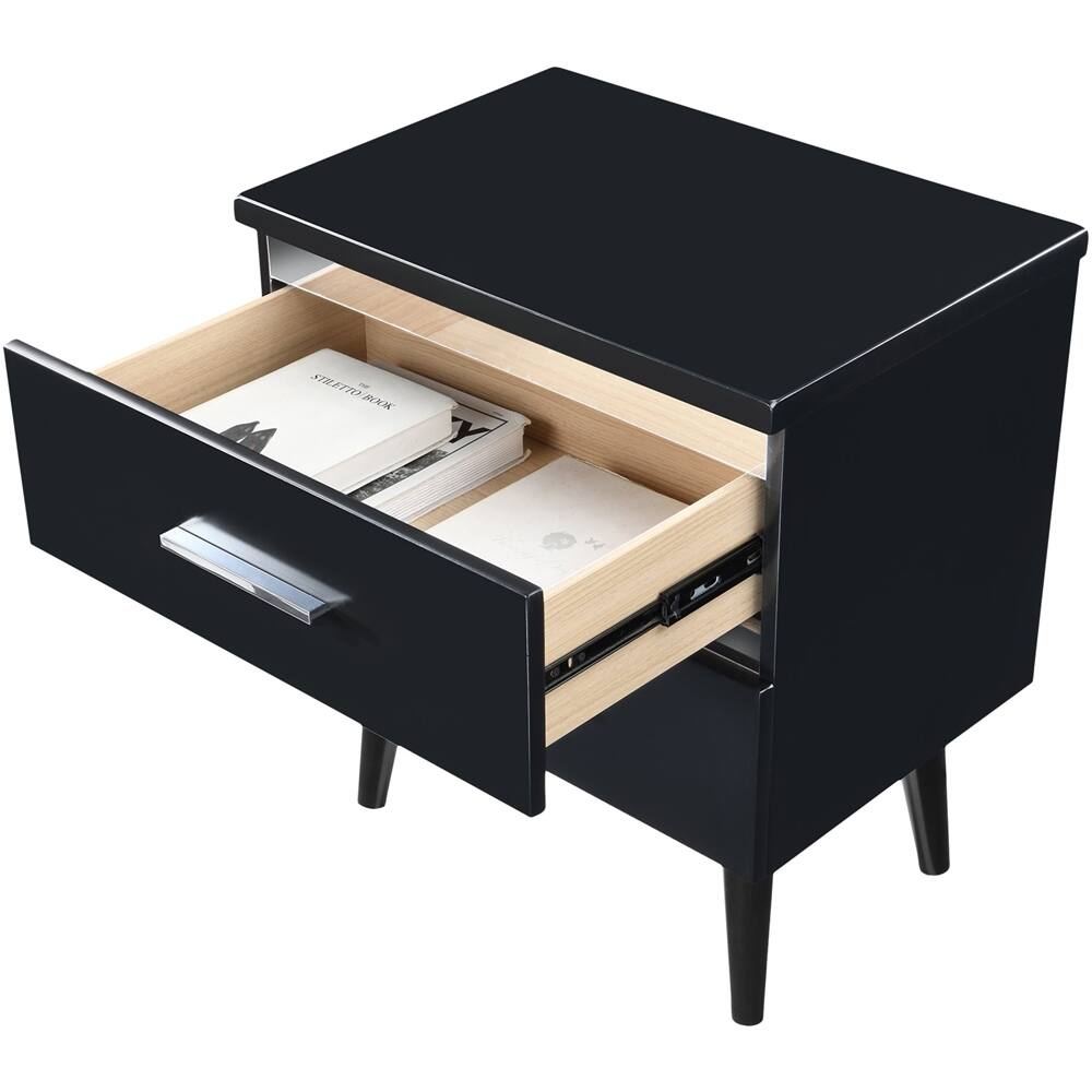 Alt View 11. Adore Decor - Lennox Rectangular Modern Contemporary Wood 2-Drawer Night Stand - Black.