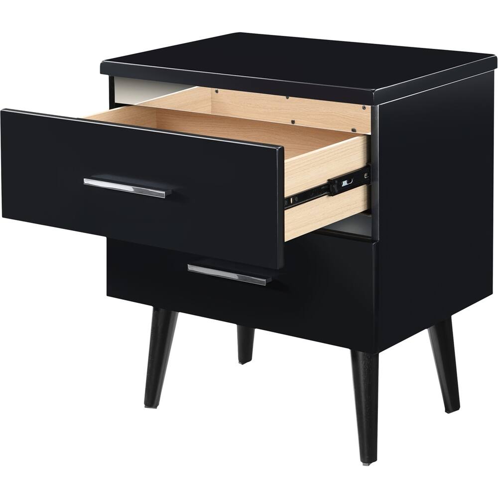Alt View 12. Adore Decor - Lennox Rectangular Modern Contemporary Wood 2-Drawer Night Stand - Black.