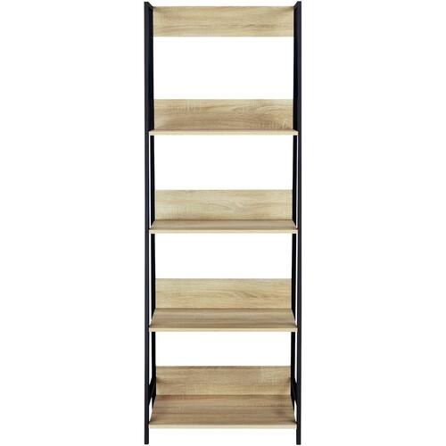 Finch - Bedford Modern Industrial Wood 4-Shelf Bookcase - Beige