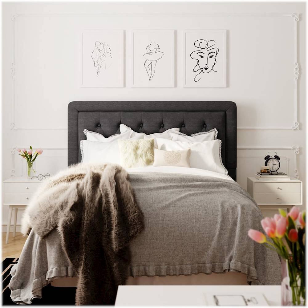 Alt View 13. Elle Decor - Amery Tufted Upholstered Queen Headboard - Charcoal.