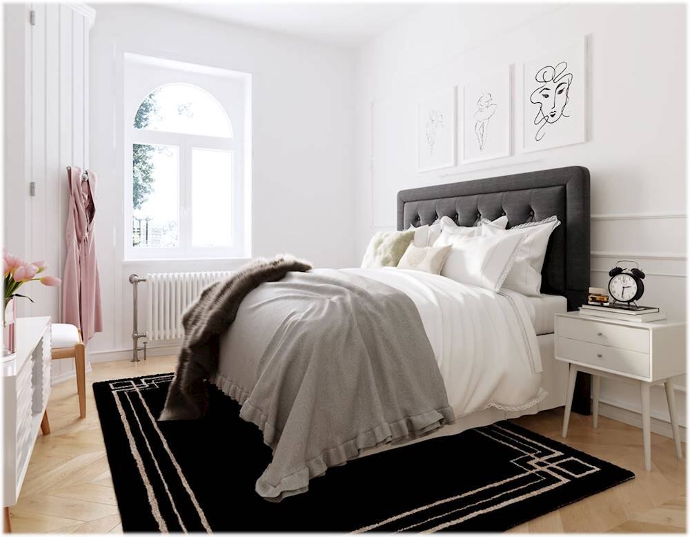 Alt View 14. Elle Decor - Amery Tufted Upholstered Queen Headboard - Charcoal.