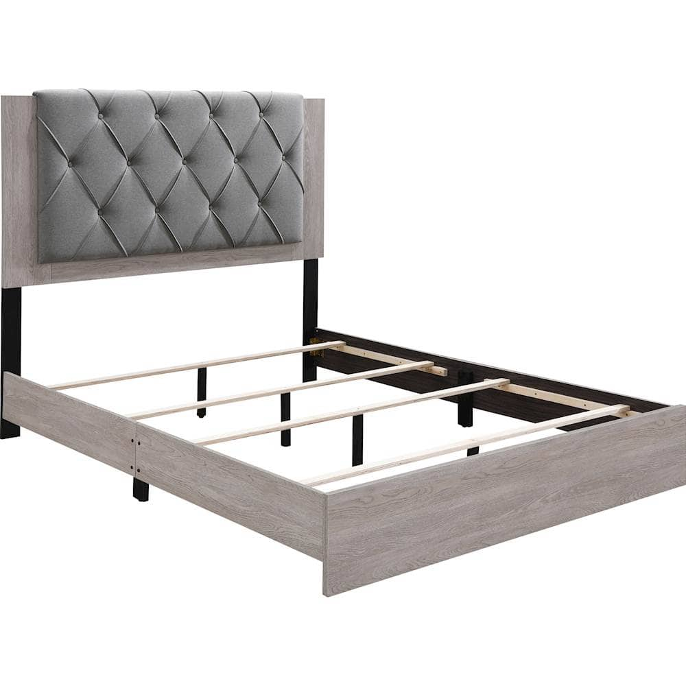 Angle View: Click Decor - Kenton 62.8" Queen Platform Bed - Light Gray