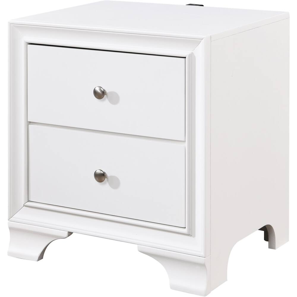 Alt View 11. Click Decor - Edmond Traditional Wood 2-Drawer Night Stand - White.