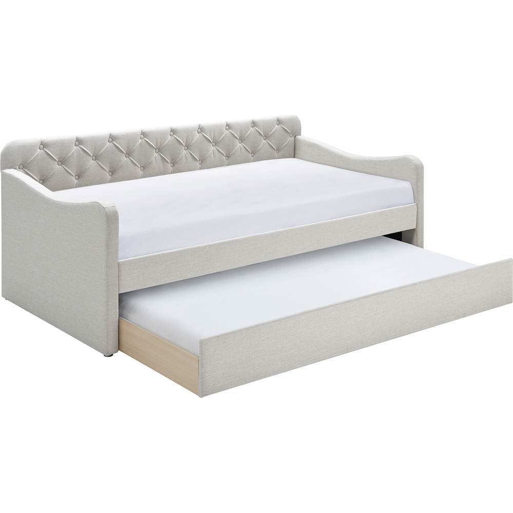 Click Decor Carmina 3-Seat Fabric Daybed Sofa with Under-Bed Trundle ...