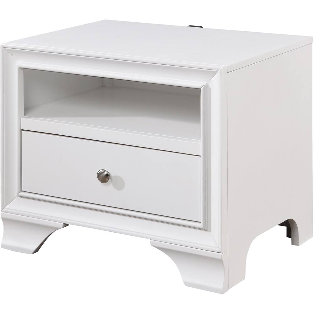 Alt View 12. Click Decor - Edmond Wood 1-Drawer Night Stand - White.
