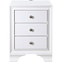 Click Decor - Edmond Traditional Wood 3-Drawer Night Stand - White - Front_Zoom