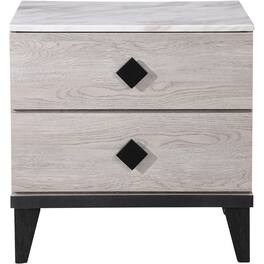 Adore Decor - Micah Rectangular Mid-Century Modern Veneer 2-Drawer Night Stand - Beige