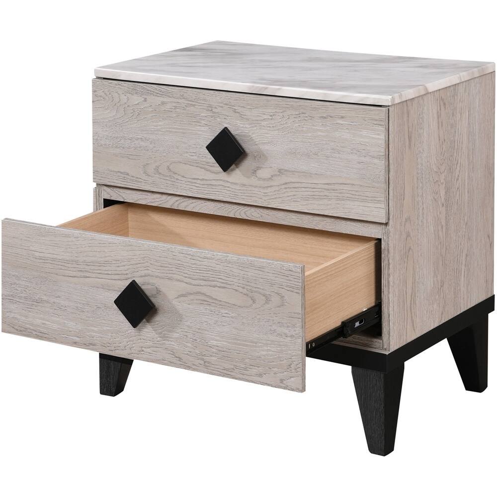 Alt View 11. Adore Decor - Micah Rectangular Mid-Century Modern Veneer 2-Drawer Night Stand - Beige.