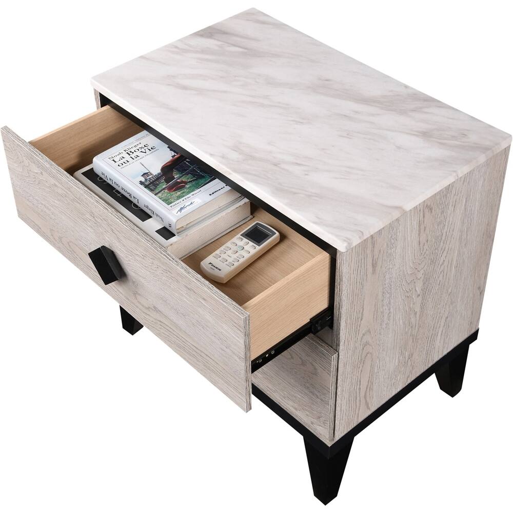 Alt View 12. Adore Decor - Micah Rectangular Mid-Century Modern Veneer 2-Drawer Night Stand - Beige.