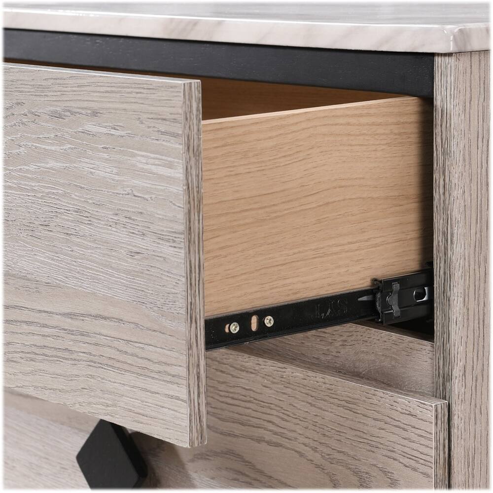 Alt View 15. Adore Decor - Micah Rectangular Mid-Century Modern Veneer 2-Drawer Night Stand - Beige.