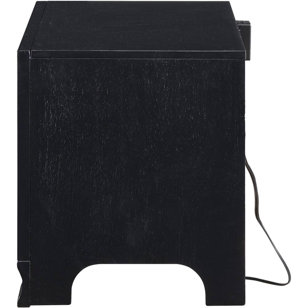 Angle. Click Decor - Edmond Wood 1-Drawer Night Stand - Black.